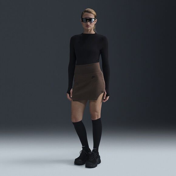 Nike Tech Fleece High-Waisted Mini Skirt Baroque Brown/Black Size Small - Picture 1 of 12